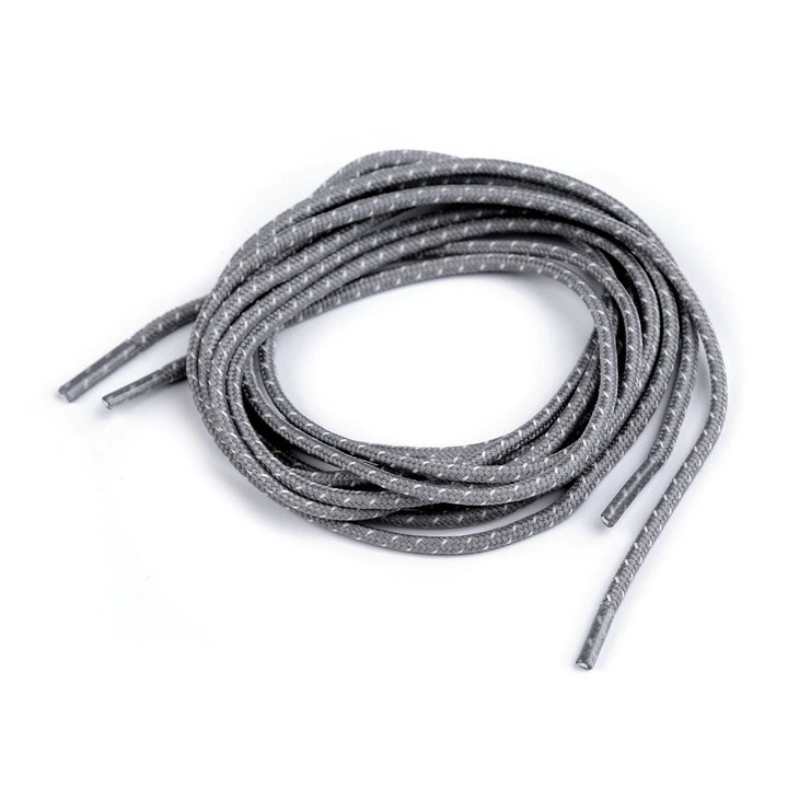 Sireturi Reflectorizante Rotunde 3mm, Gri 130cm