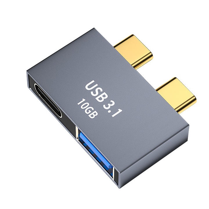 Разширителен док Peysaitr Type-C, 1x USB, 2x C, компактен, универсален, черен