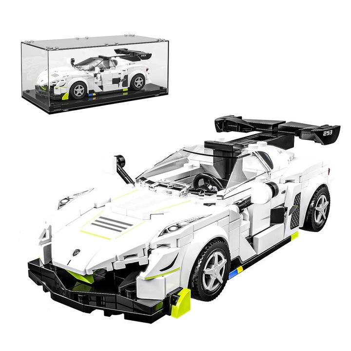 Set de constructie Tycole, model masina sport, 335 piese, alb