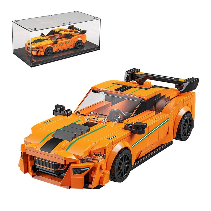 Set de constructie Tycole, model masina sport, 311 piese, portocalie, 6 ani