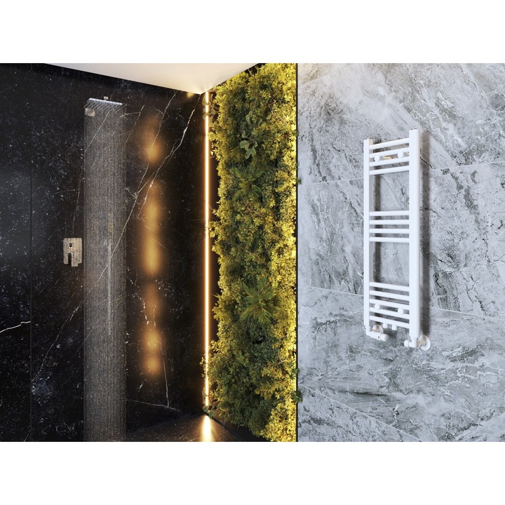 Radiator De Baie, Granitan, Raven, Cu Incalzitor Electric One Touch, Distanta De Conectare 45Cm, Portprosop, Verticala, Cu Otel, Design Modern, 273 W, 90x30 Cm, Alb