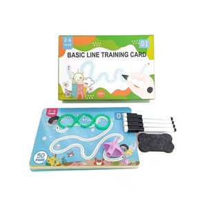 Carte activitati de trasare pentru copii - Jucarie educativa Montessori cu 26 de carduri reutilizabile (52 de pagini) de pregatire grafomotrica - scris/desen, de trasare a liniilor - acasa, in calatorii, la serbare sau la gradinita, 2 - 6 ani