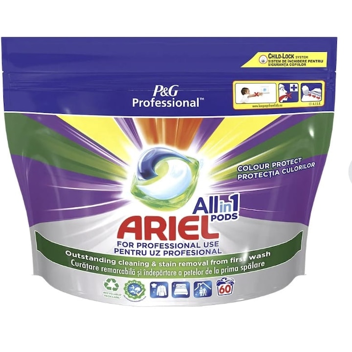 Перилен препарат Ariel All in One PODS Color на капсули, 60 пранета