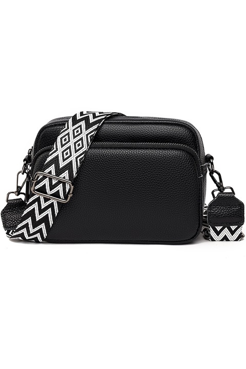 Дамска чанта от естествена кожа, Axroad Mall, Crossbody, 5 отделения, Регулируема презрамка, Водоустойчива, Лесна за почистване, Метални ципове, За портфейли, мобилни телефони, гримове, Телешка кожа, 21*8*15см, Черна
