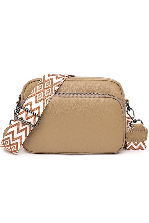 Дамска чанта от естествена кожа, Axroad Mall, Crossbody, 5 отделения, Регулируема презрамка, Водоустойчива, Лесна за почистване, Метални ципове, За портфейли, мобилни телефони, гримове, Телешка кожа, 21*8*15см, Каки
