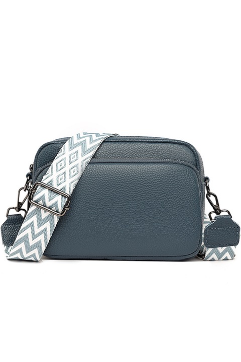 Дамска чанта от естествена кожа, Axroad Mall, Crossbody, 5 отделения, Регулируема презрамка, Водоустойчива, Лесна за почистване, Метални ципове, За портфейли, мобилни телефони, гримове, Телешка кожа, 21*8*15см, Синя