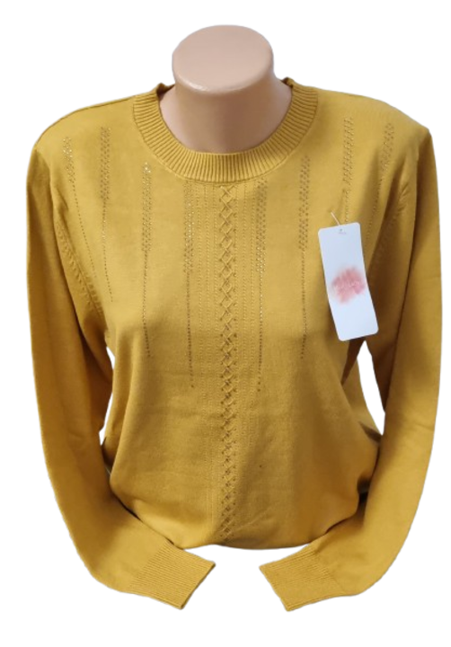 Női blúz modell strasszokkal, mustársárga színben, l-xl méretben