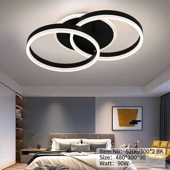 JIJU® LED полилей Тъмнокафяв Димируем 90W с дистанционно управление