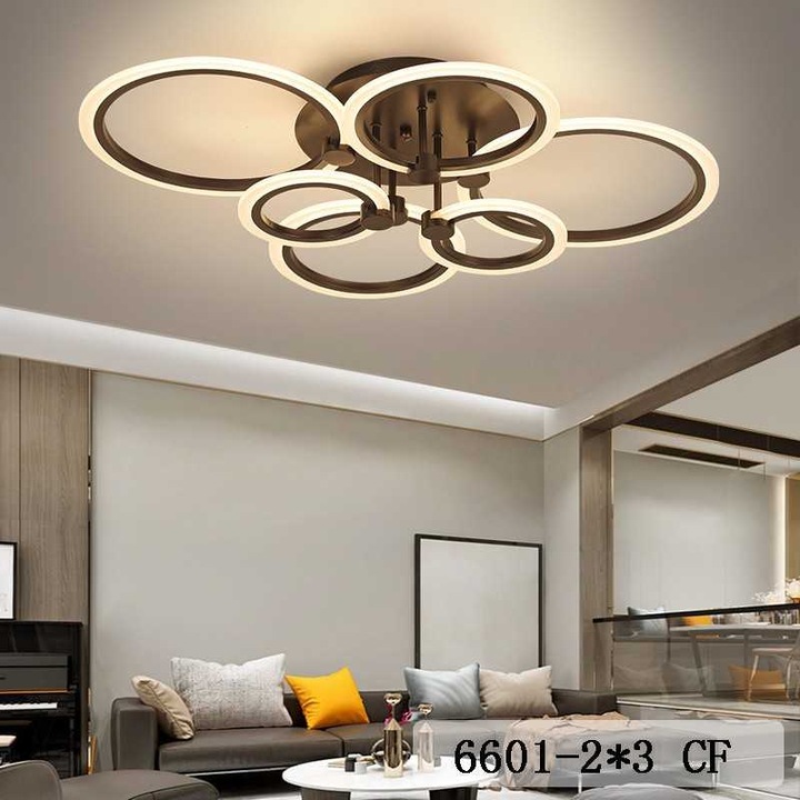 LED полилей с 6 кръга с Sueva® wifi 2.4G дистанционно управление с регулируем интензитет на светлина/студено/топло/неутрално 750 X 550 X 160 mm, Кафяв