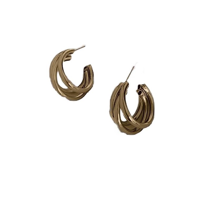 Cercei din metal cu mai multe straturi de calitate superioara pentru femei, cercei cu design de nisa, temperament european si american, cercei cu cerc retro, cercei (aurii)