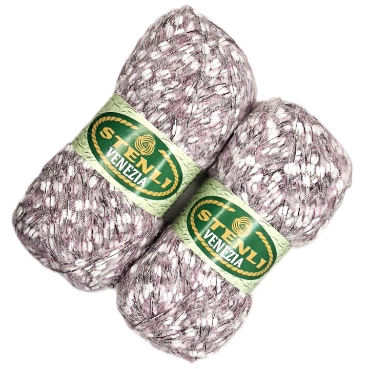 Set 2 buc fir textil Stenli Venezia, gri cu lila - cod 010, 100g/300m