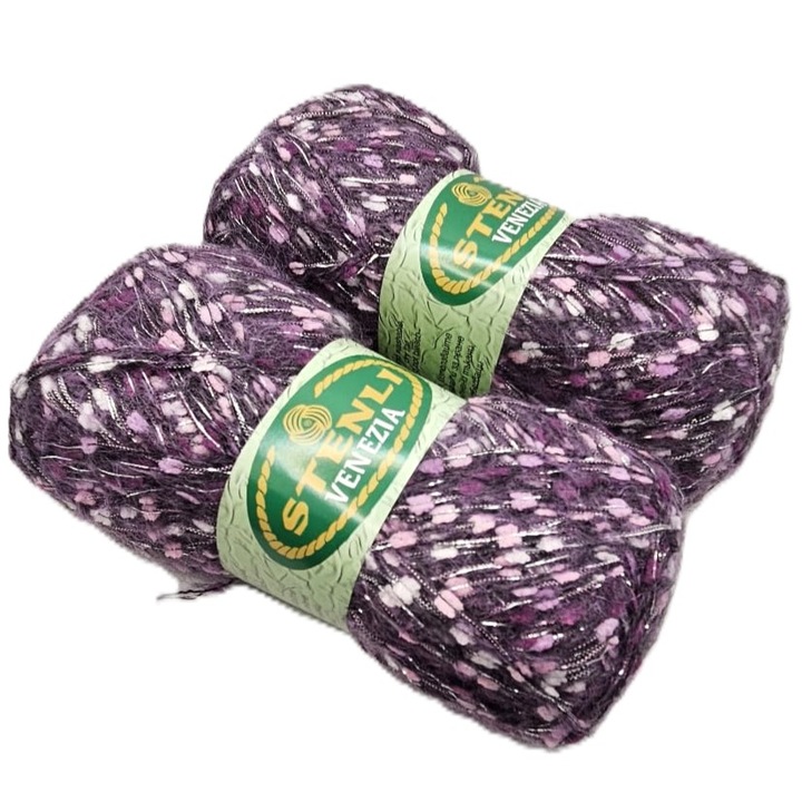 Set 2 buc fir textil Stenli Venezia, mov - cod 321, 100g/300m