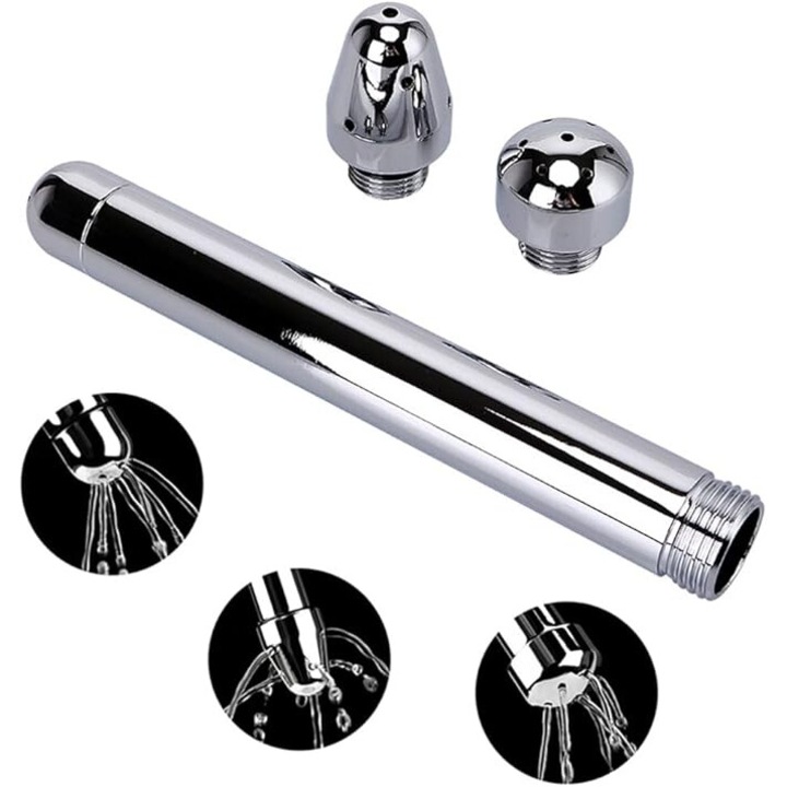 Cap de dus pentru baie, Hokretme, set cu 3 duze din aluminiu pentru spalare, argintiu