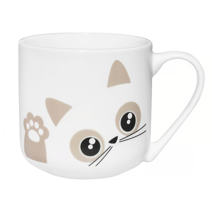 Cana AMBITION Kitty, 440ml, portelan, bej, model pisica