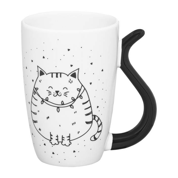 Cana AMBITION Black Cat, 370ml, portelan, model pisica