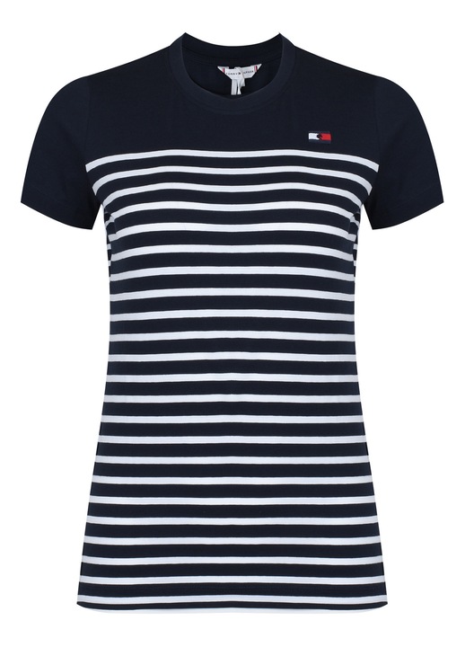 Tricou Damian Femei Tommy Hilfiger Navy si Alb, Alb/Bleumarin