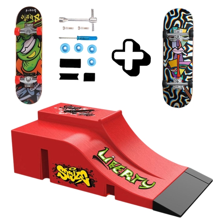 Innovium™ Skatepark moduláris rámpa, prémium szett két fogólappal, városi moduláris kialakítás, többféle konfiguráció, professzionális gördeszkázás és trükkök, tökéletes kód, 21 × 9,5 × 7,2 CM, tartós ABS anyag