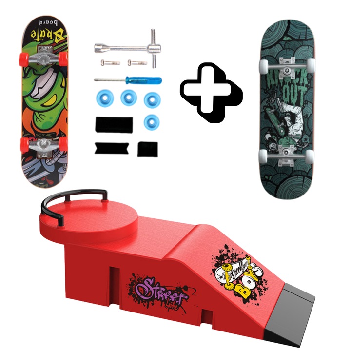 Innovium™ Skatepark D moduláris rámpa, prémium szett két fogólappal, városi moduláris kialakítás, többféle konfiguráció, professzionális gördeszka és trükkök, tökéletes kód, 21 × 9,5 × 7,2 CM, tartós ABS anyag