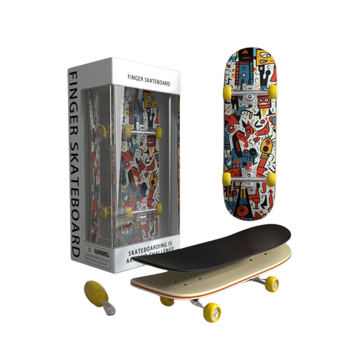Innovium™ prémium fingerboard gördeszka, graffiti mintás, mini fa gördeszka, professzionális trükkök, 5,5 × 12 × 4,5 CM, trükkök és szórakozás, tökéletes ajándék, gyűjthető, hiteles dizájn, tartozékokkal, piros