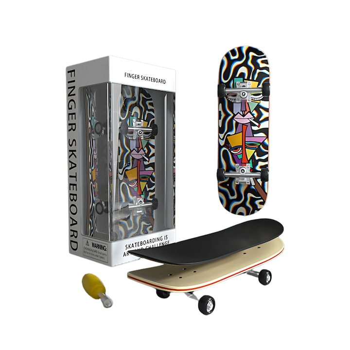 Innovium™ Premium fingerboard gördeszka, dohányzó modell, mini fa gördeszka, professzionális trükkök, 5,5 × 12 × 4,5 CM, trükkök és szórakozás, tökéletes ajándék, gyűjthető, hiteles dizájn, tartozékokkal, többszínű
