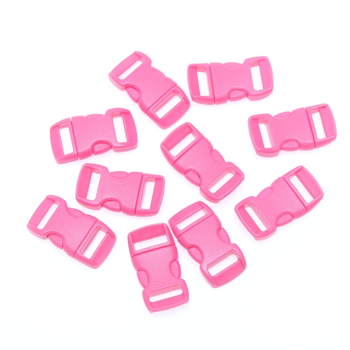 Set 10 bucati catarama trident, curbate, pentru strap de 10mm, Pink