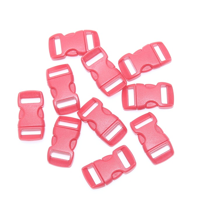 Set 10 bucati catarama trident, curbate, pentru strap de 10mm, Rosu
