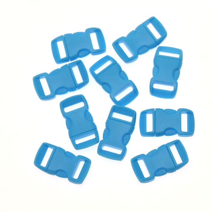 Set 10 bucati catarama trident, curbate, pentru strap de 10mm, Albastru Azure