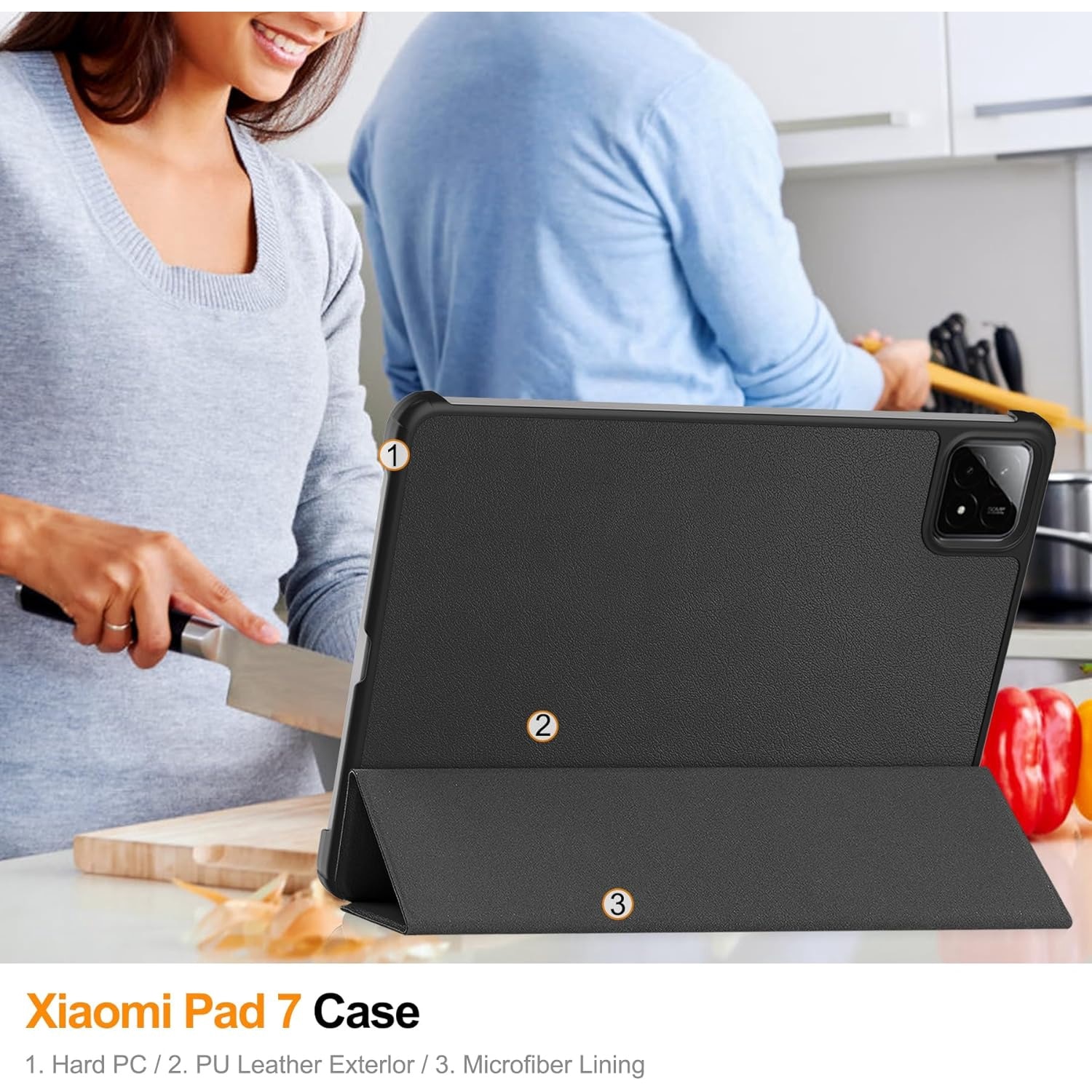 Husa pentru Xiaomi Pad 7 / 7 Pro tip stand functie sleep/wake-up protectie 360 - Negru