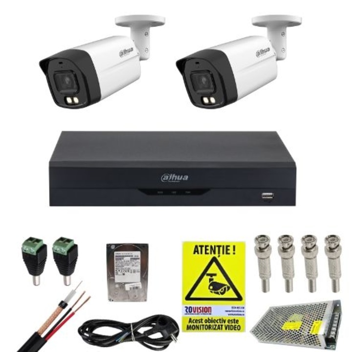 Kit 4 camere supraveghere exterior, 2MP, TurboHD Hikvision si DVR 4 canale TurboHD Hikvision