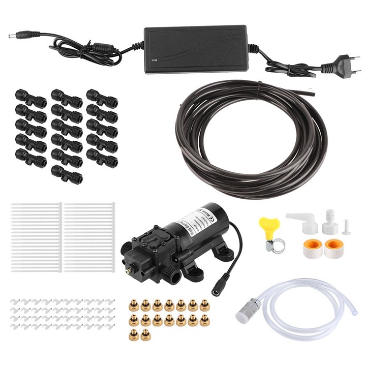 Set sistem de racire cu pulverizare, Bizaical, 16 duze, 12m, joasa presiune, 12V