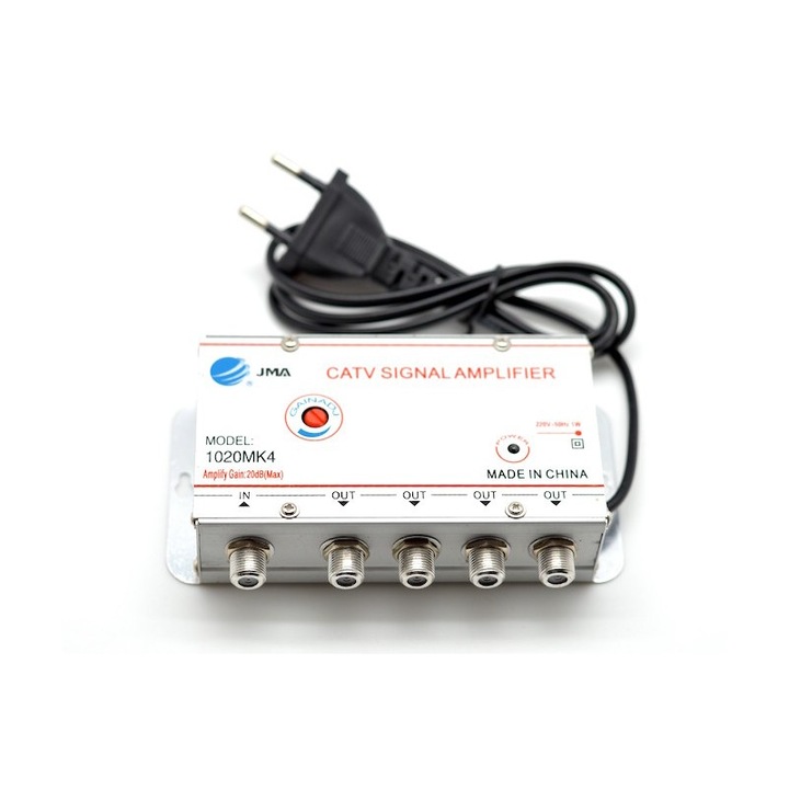 Amplificator de semnal cablu TV, 8 iesiri - 20db