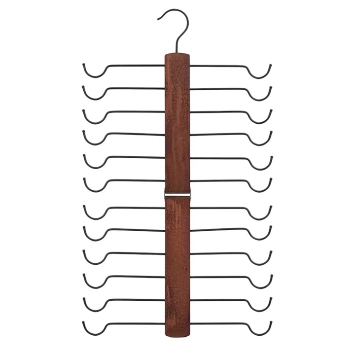 Umeras pliabil cu 12 suporturi pentru sutiene, awwaline, maro, lemn si otel, 53.5 x 30 cm