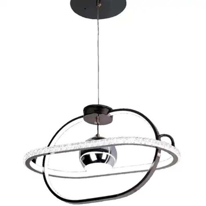 Lustra LED, gri, asimetrica, 166W, trei tipuri de lumina, calda, neutra si rece, dimensiuni (L, l, h) 50x30x100cm, clasa protectie IP21, montaj tavan