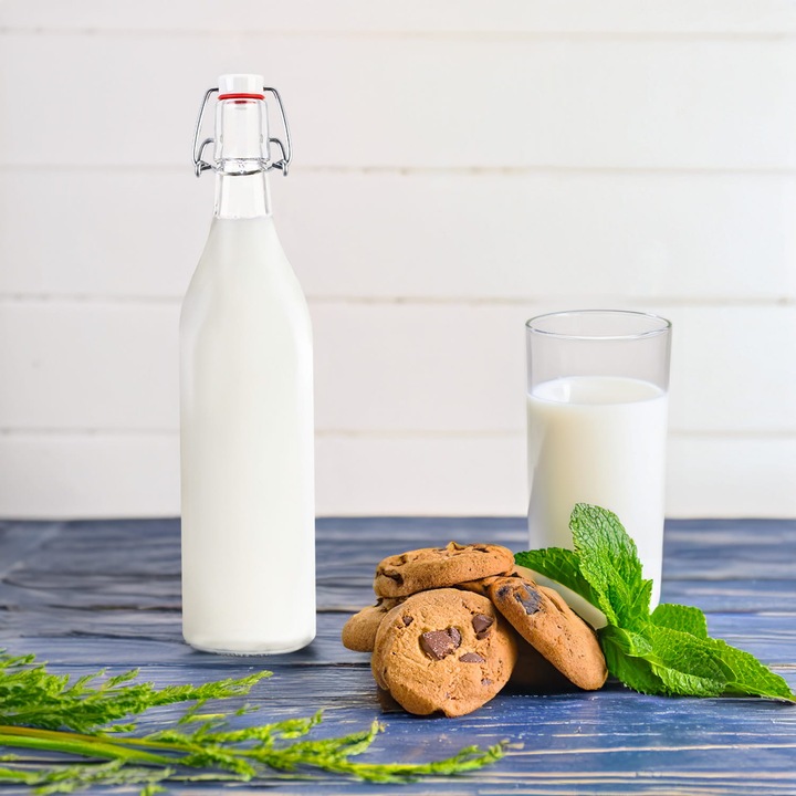 Set de 5 sticle, Superbutelki, pentru lapte + dop mecanic, 1000 ml