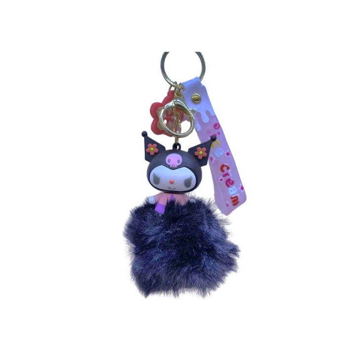 Jucarie de plus, Kawaii Sanrio, Hello Kitty, tip breloc, MASHASHOP, negru, 12 cm