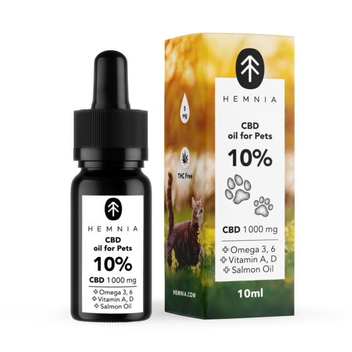 Supliment HEMNIA 10% ulei CBD pentru animale