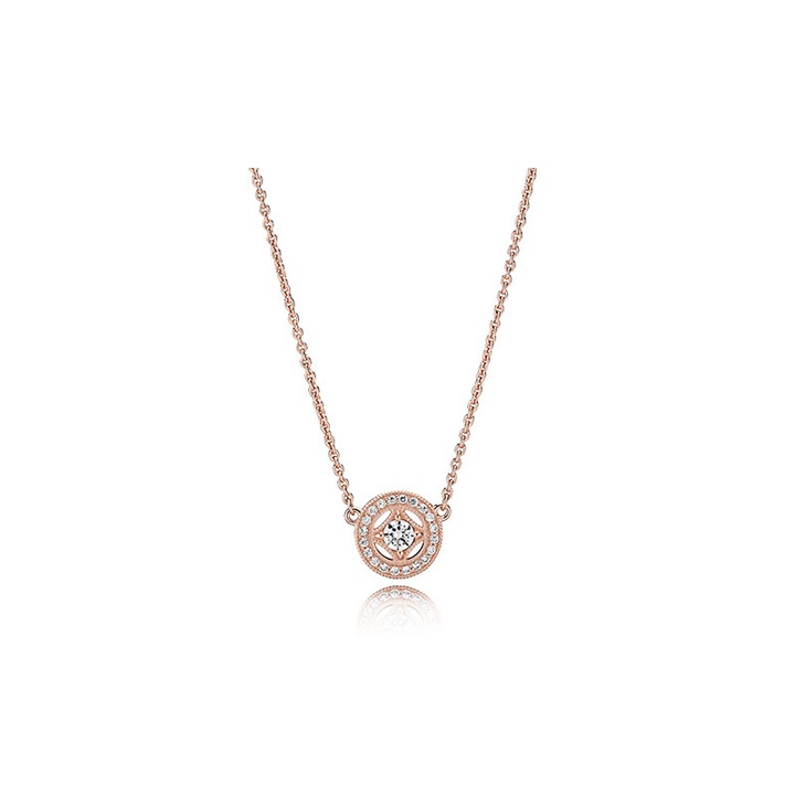 Colier dama, Cupru/Zirconiu, Ajustabil, Rose gold