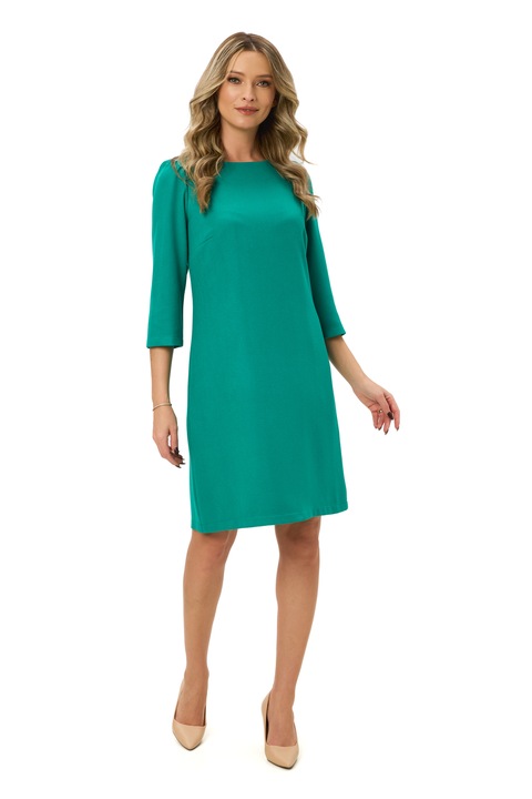 BAROCCA, Rochie midi dreapta, Verde aquamarin