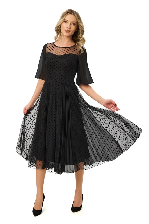 BAROCCA, Rochie midi evazata, Negru