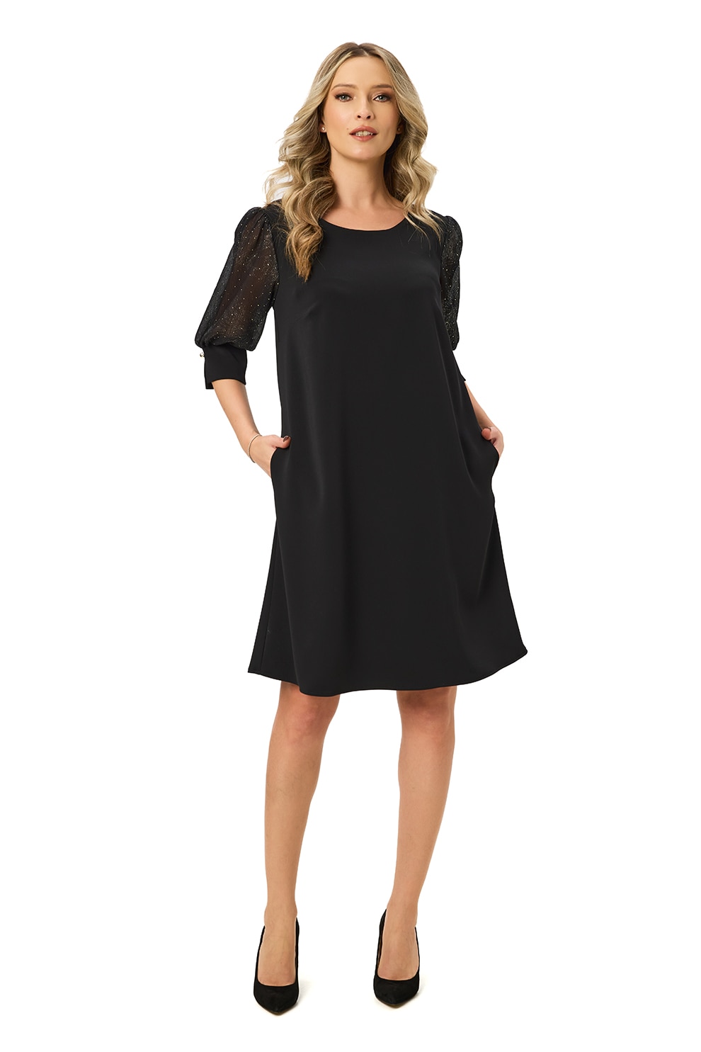 BAROCCA, Rochie scurta cu buzunare laterale, Negru, 38
