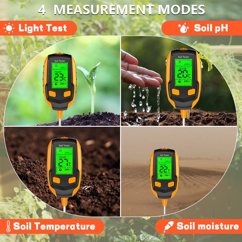 Sol Virginia Emag Tester de sol 4 in 1, masurare umiditate, pH, temperatura, lumina ...