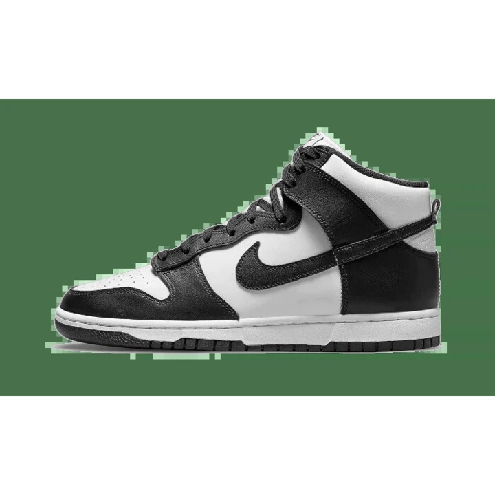 Pantofi sport barbati Nike Dunk High Panda, piele alb-negru, design minimalist, talpa cu tehnologie de amortizare, 38.5 EU