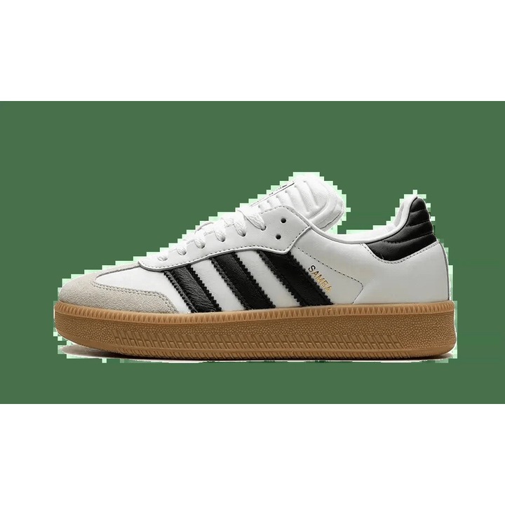 Pantofi sport copii, adidas, Samba XLG, piele alba, detalii negre, talpa inalta, 38 2/3 EU