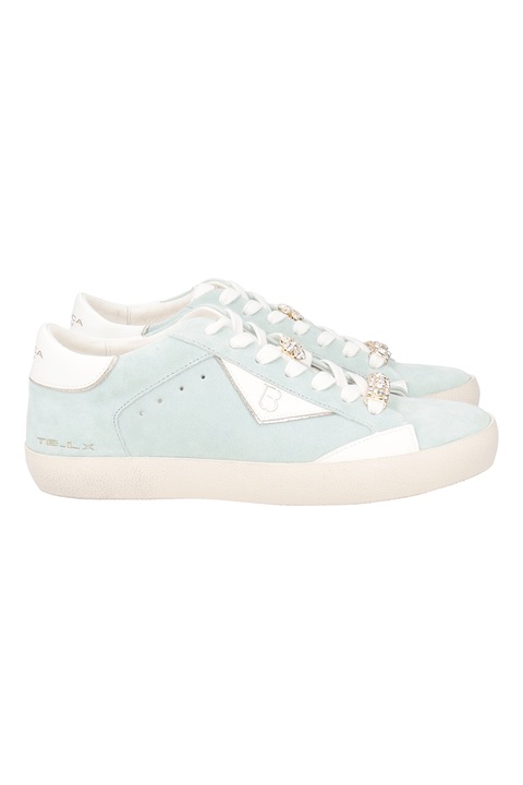 Tosca Blu, Pantofi sport din piele lacuita, Auriu/Verde pal/Alb murdar