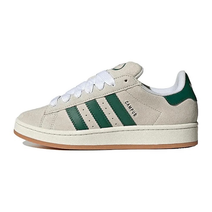 Tenisi dama, Adidas Campus alb inchis, piele intoarsa, Verde inchis/Alb cristal
