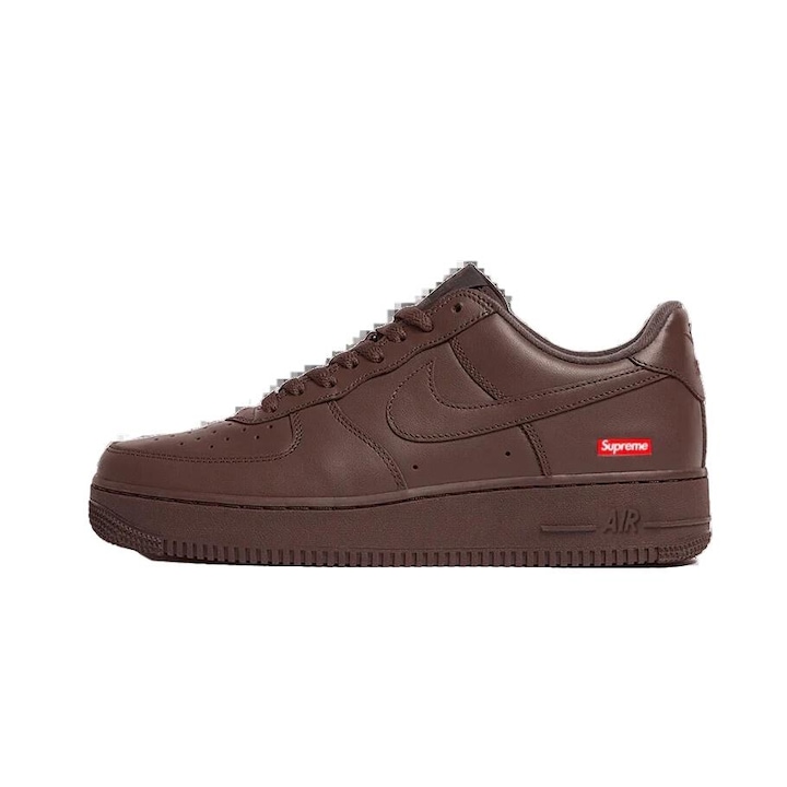 Nike Air Force 1 Low Supreme férfi sportcipő, barokk barna, bőr, egyedi design, 38,5 EU