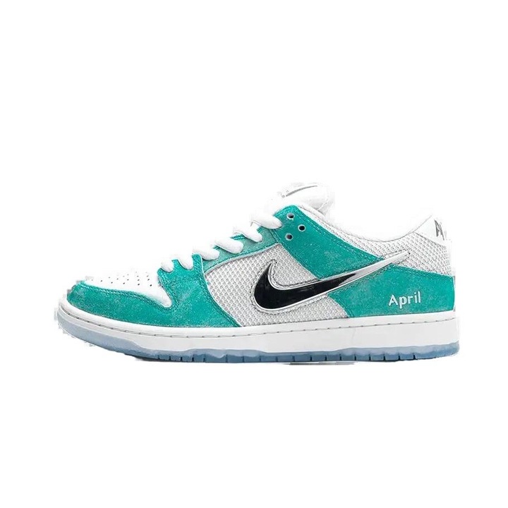 Pantofi sport barbati, Nike, SB Dunk Low April, alb/verde, piele naturala, 41 EU