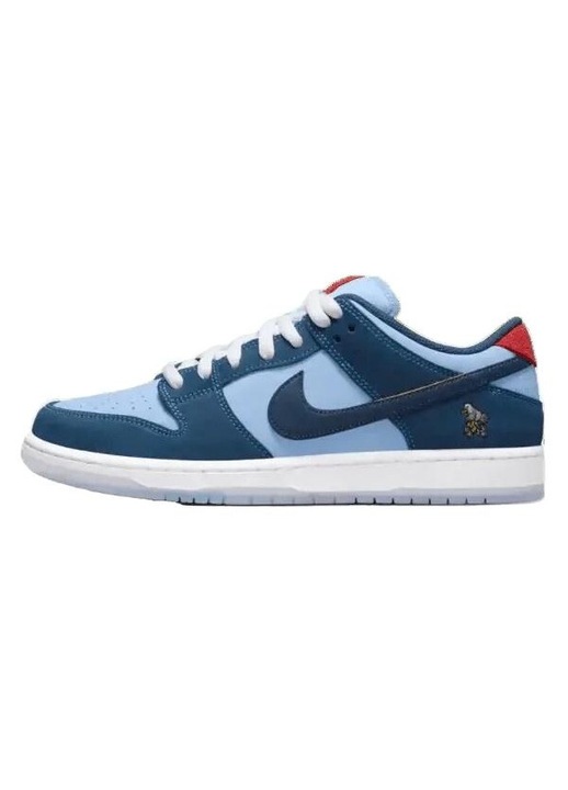 Pantofi sport barbati Nike Dunk Low Pro, albastru, piele , design cu grafica brodata, editie Why So Sad, 36.5 EU
