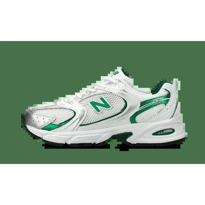 New Balance 530 tornacipő, fehér/zöld, retro design, kényelmes