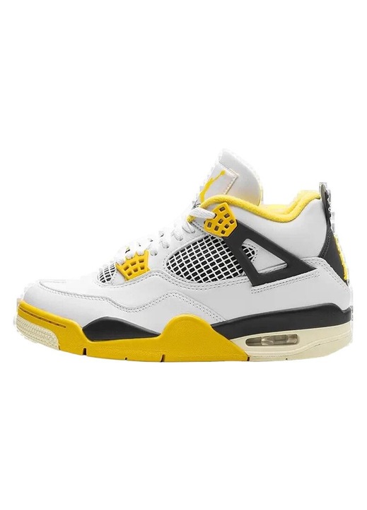 Маратонки Nike Air Jordan 4 Retro, бели с жълти и черни елементи, размер 39